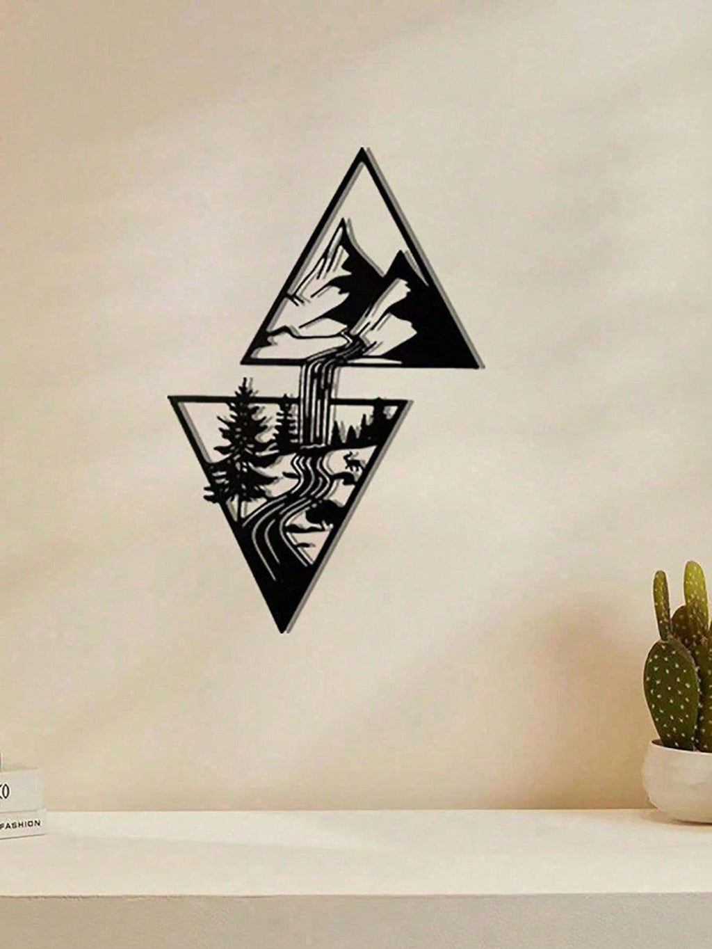 1 piece of Nordic mountain and waterfall metal wall decoration pendant, wrought iron craft, suitable for living room, bedroom, office, home decoration, room decoration, wall decoration