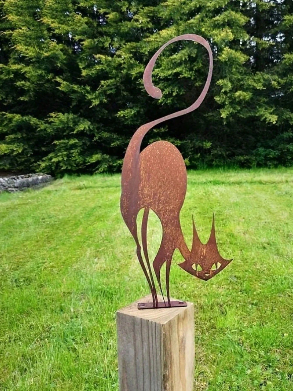 Outdoor Halloween Garden Rust Metal Cat Fence Decorations, Metal Cat Fence Top Hat Decoration Metal Cat Silhouette Metal Fence Art Decoration Cat Garden Statue.The Product Is Specially Made In A Rusty Metal Style!,Suitable For Garden,Garden Decor,Holiday