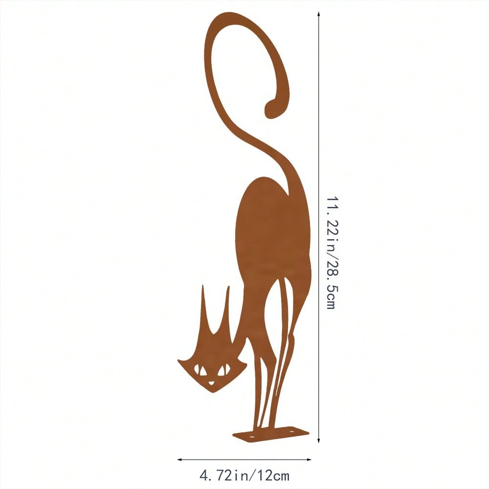 Outdoor Halloween Garden Rust Metal Cat Fence Decorations, Metal Cat Fence Top Hat Decoration Metal Cat Silhouette Metal Fence Art Decoration Cat Garden Statue.The Product Is Specially Made In A Rusty Metal Style!,Suitable For Garden,Garden Decor,Holiday