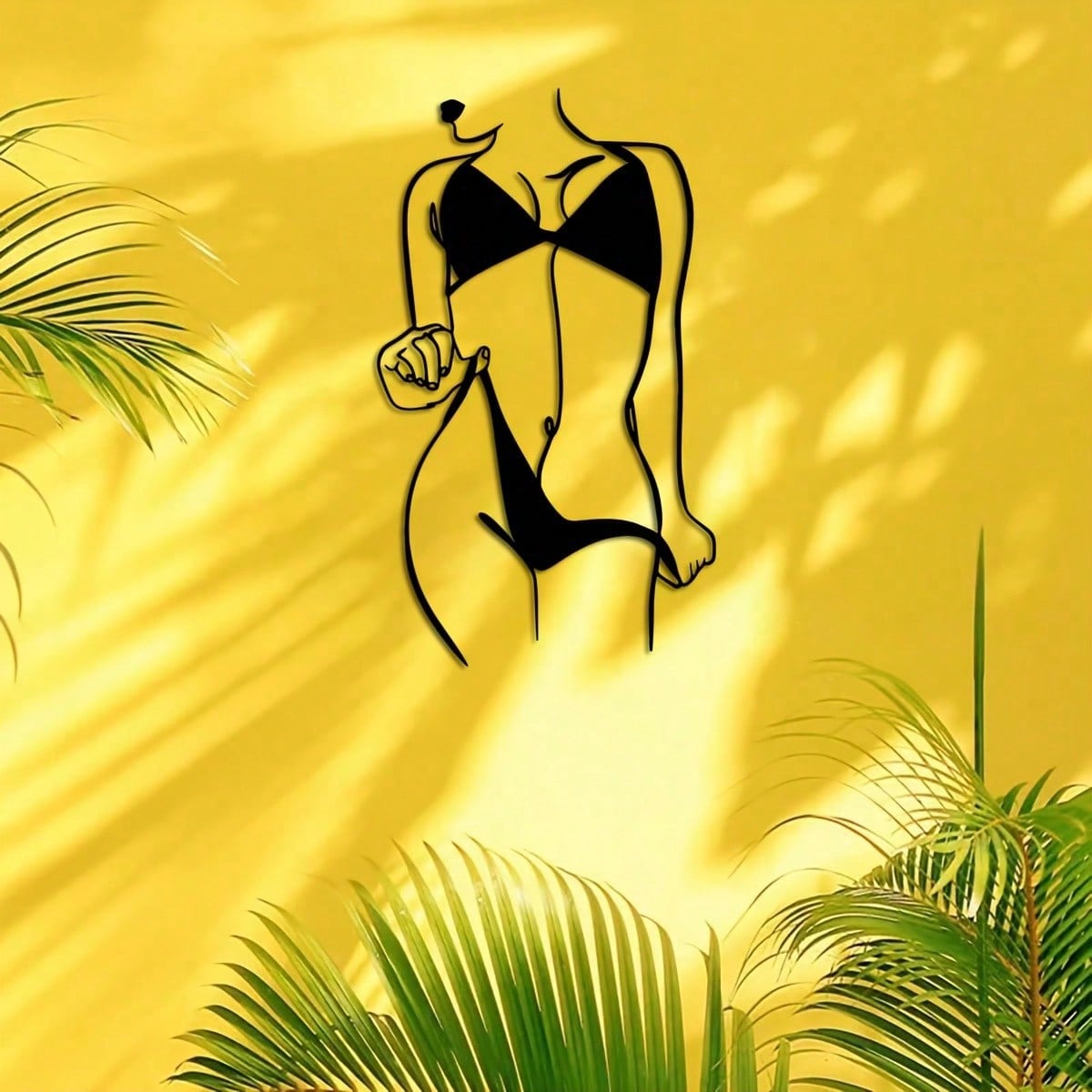 1 Piece, Lady Wall Art, Lady Metal Wall Art, 15.74*9.22 Inches, Metal Lady Mural Wall Decoration, Minimalist Line Art, Suitable For Home Terrace And Balcony Decoration, A Decorative Gift For Housewarming, Weddings, Mother's Day，Suitable for modern home de Main image