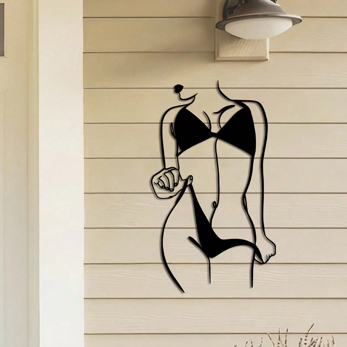 1 Piece, Lady Wall Art, Lady Metal Wall Art, 15.74*9.22 Inches, Metal Lady Mural Wall Decoration, Minimalist Line Art, Suitable For Home Terrace And Balcony Decoration, A Decorative Gift For Housewarming, Weddings, Mother's Day，Suitable for modern home de Secondary image
