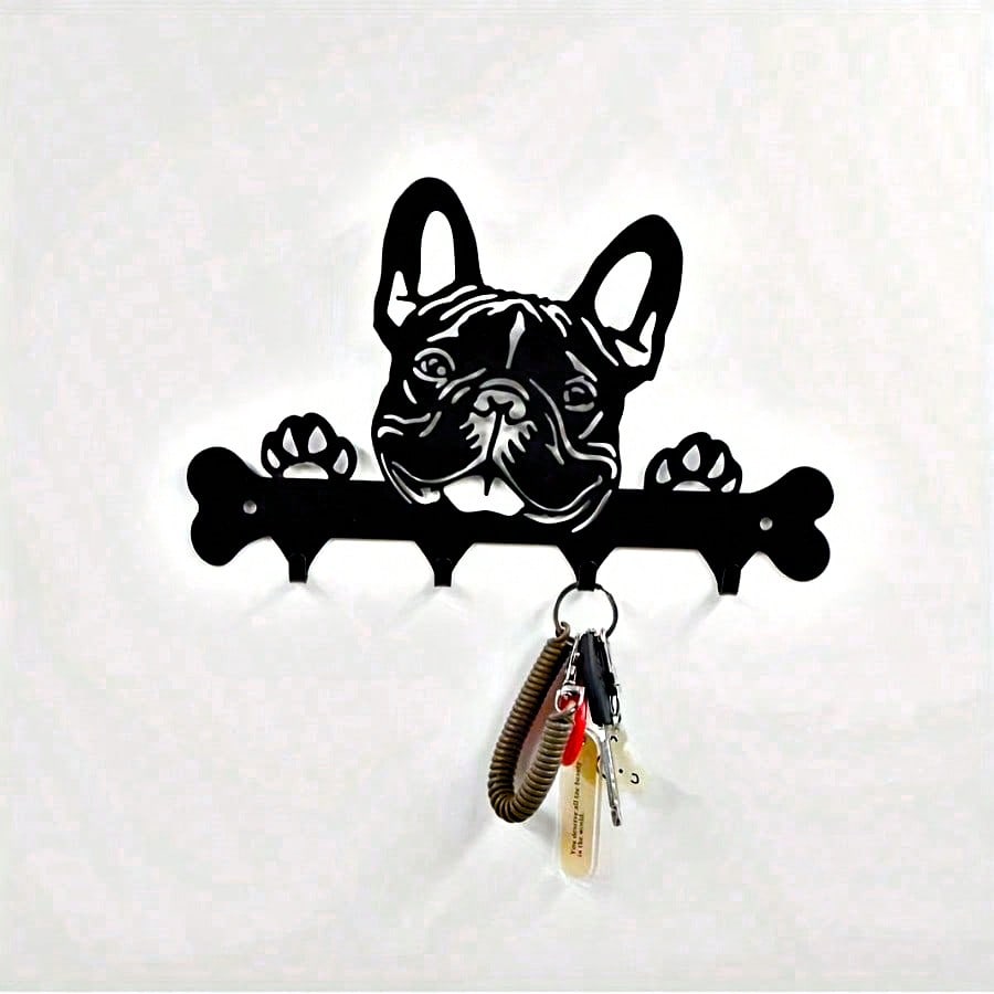 1 Pc Black Wrought Iron Dog-Shaped Key & Towel Rack - Premium Multi-Functional Wall Organizer For Kitchen & Home | Stylish Storage Solution With Metal Construction,Suitable For Modern Home Decor, Home Decoration