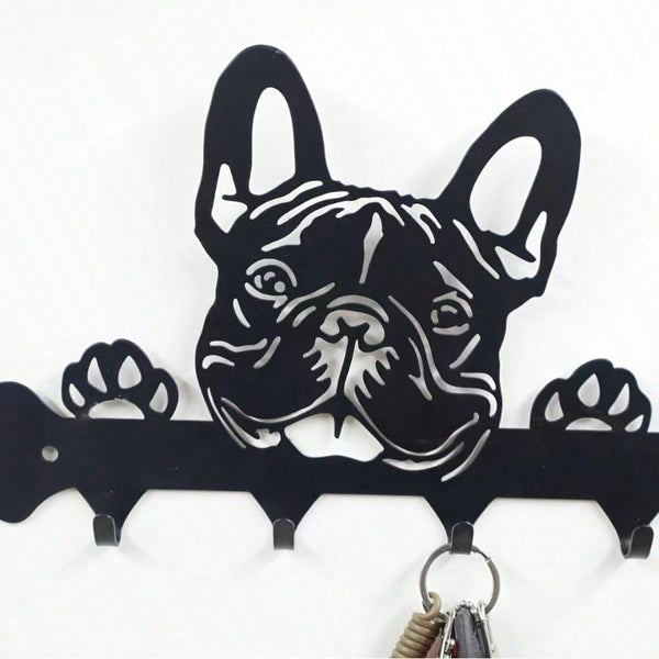 1 Pc Black Wrought Iron Dog-Shaped Key & Towel Rack - Premium Multi-Functional Wall Organizer For Kitchen & Home | Stylish Storage Solution With Metal Construction,Suitable For Modern Home Decor, Home Decoration
