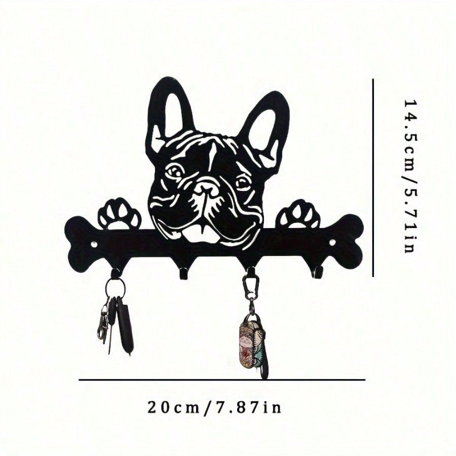 1 Pc Black Wrought Iron Dog-Shaped Key & Towel Rack - Premium Multi-Functional Wall Organizer For Kitchen & Home | Stylish Storage Solution With Metal Construction,Suitable For Modern Home Decor, Home Decoration