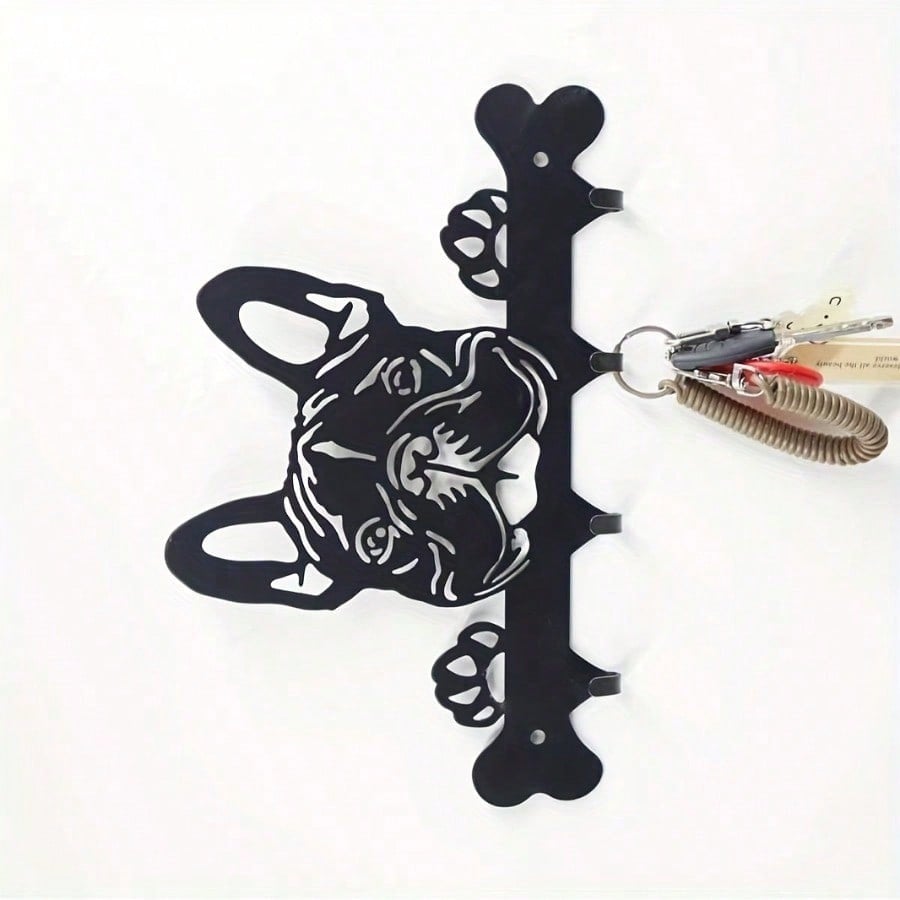 1 Pc Black Wrought Iron Dog-Shaped Key & Towel Rack - Premium Multi-Functional Wall Organizer For Kitchen & Home | Stylish Storage Solution With Metal Construction,Suitable For Modern Home Decor, Home Decoration