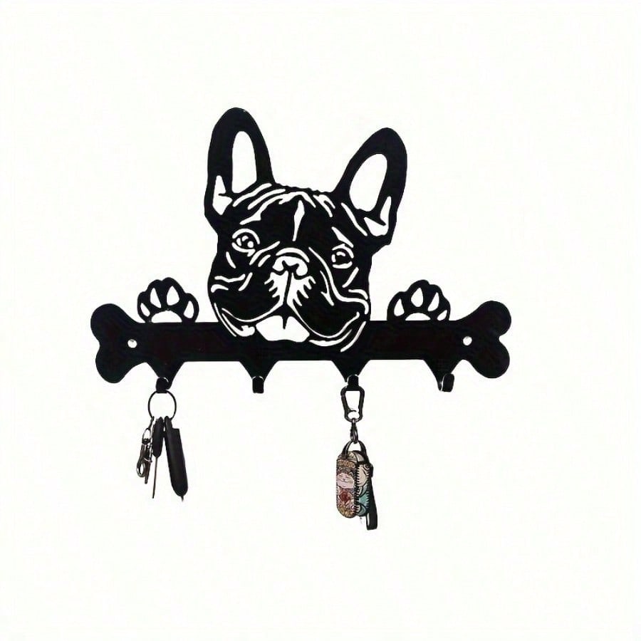 1 Pc Black Wrought Iron Dog-Shaped Key & Towel Rack - Premium Multi-Functional Wall Organizer For Kitchen & Home | Stylish Storage Solution With Metal Construction,Suitable For Modern Home Decor, Home Decoration