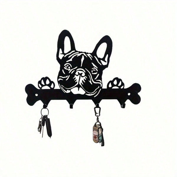 1 Pc Black Wrought Iron Dog-Shaped Key & Towel Rack - Premium Multi-Functional Wall Organizer For Kitchen & Home | Stylish Storage Solution With Metal Construction,Suitable For Modern Home Decor, Home Decoration