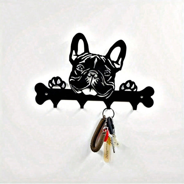 1 Pc Black Wrought Iron Dog-Shaped Key & Towel Rack - Premium Multi-Functional Wall Organizer For Kitchen & Home | Stylish Storage Solution With Metal Construction,Suitable For Modern Home Decor, Home Decoration