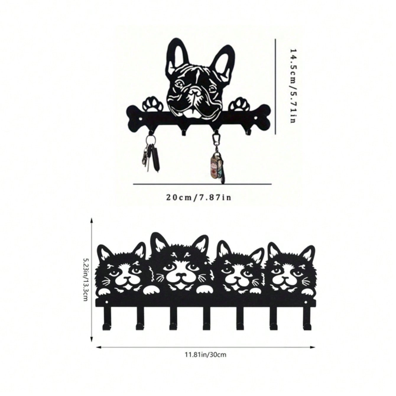 1 Pc Black Wrought Iron Dog-Shaped Key & Towel Rack - Premium Multi-Functional Wall Organizer For Kitchen & Home | Stylish Storage Solution With Metal Construction,Suitable For Modern Home Decor, Home Decoration