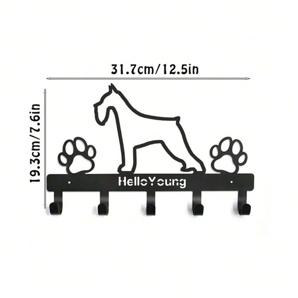 1 Pc Black Wrought Iron Dog-Shaped Key & Towel Rack - Premium Multi-Functional Wall Organizer For Kitchen & Home | Stylish Storage Solution With Metal Construction,Suitable For Modern Home Decor, Home Decoration