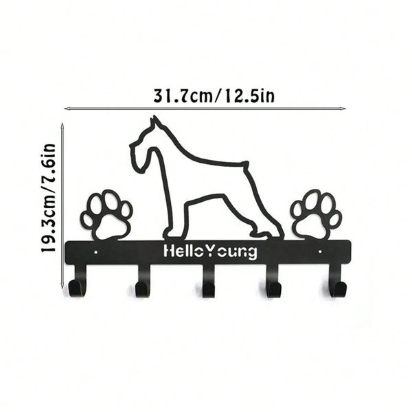 1 Pc Black Wrought Iron Dog-Shaped Key & Towel Rack - Premium Multi-Functional Wall Organizer For Kitchen & Home | Stylish Storage Solution With Metal Construction,Suitable For Modern Home Decor, Home Decoration