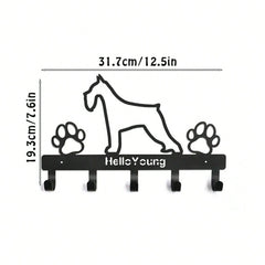 1 Pc Black Wrought Iron Dog-Shaped Key & Towel Rack - Premium Multi-Functional Wall Organizer For Kitchen & Home | Stylish Storage Solution With Metal Construction,Suitable For Modern Home Decor, Home Decoration