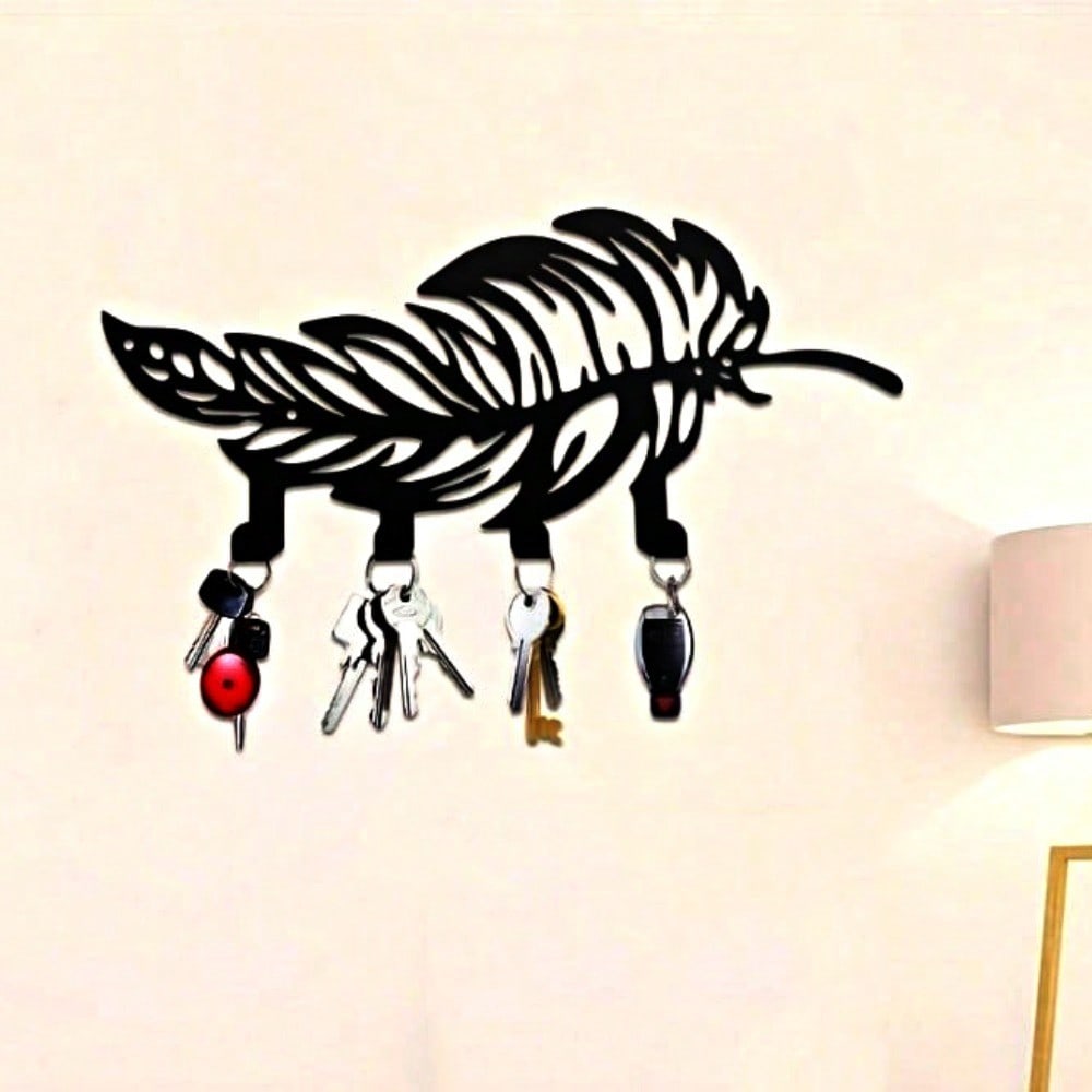 1 PC Bohemian Style Metal Feather Key Holder - Easy-To-Install Wall Hook For Keys, Coats, And More - Perfect For Hallways And Modern Home Decor.Suitable For Modern Home Decor, Home Decoration, Room Decor, Bedroom Decor, Bathroom Decor Wall Decor Secondary image