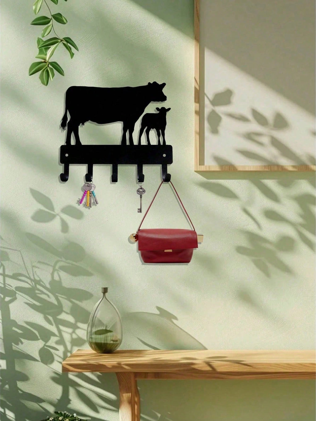 "1pc Cow Shaped Wall Hook - Cute Animal Wall Hooks for Keys, Hats & Decor, Farmhouse Bathroom & Bedroom Organization, SHEIN Home Accessories"
