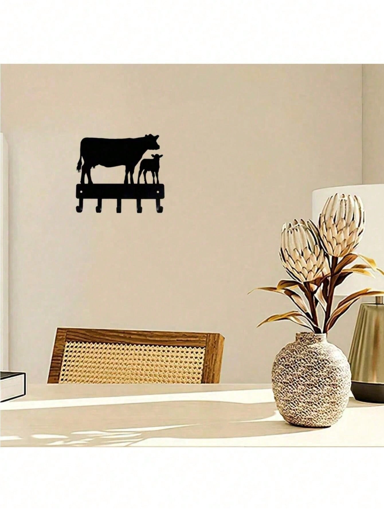 "1pc Cow Shaped Wall Hook - Cute Animal Wall Hooks for Keys, Hats & Decor, Farmhouse Bathroom & Bedroom Organization, SHEIN Home Accessories"