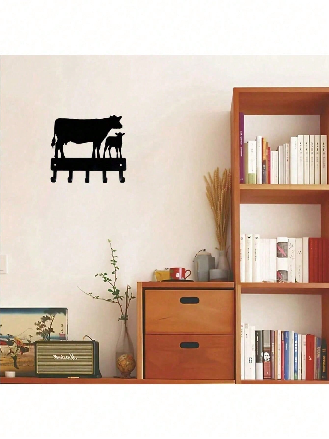 "1pc Cow Shaped Wall Hook - Cute Animal Wall Hooks for Keys, Hats & Decor, Farmhouse Bathroom & Bedroom Organization, SHEIN Home Accessories"