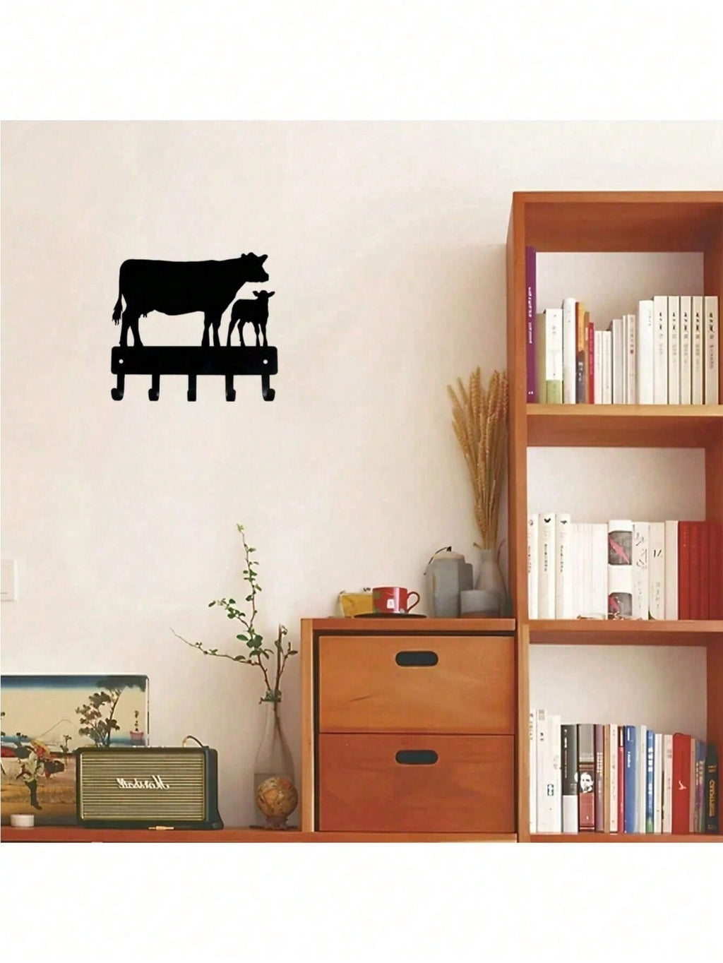 "1pc Cow Shaped Wall Hook - Cute Animal Wall Hooks for Keys, Hats & Decor, Farmhouse Bathroom & Bedroom Organization, SHEIN Home Accessories"