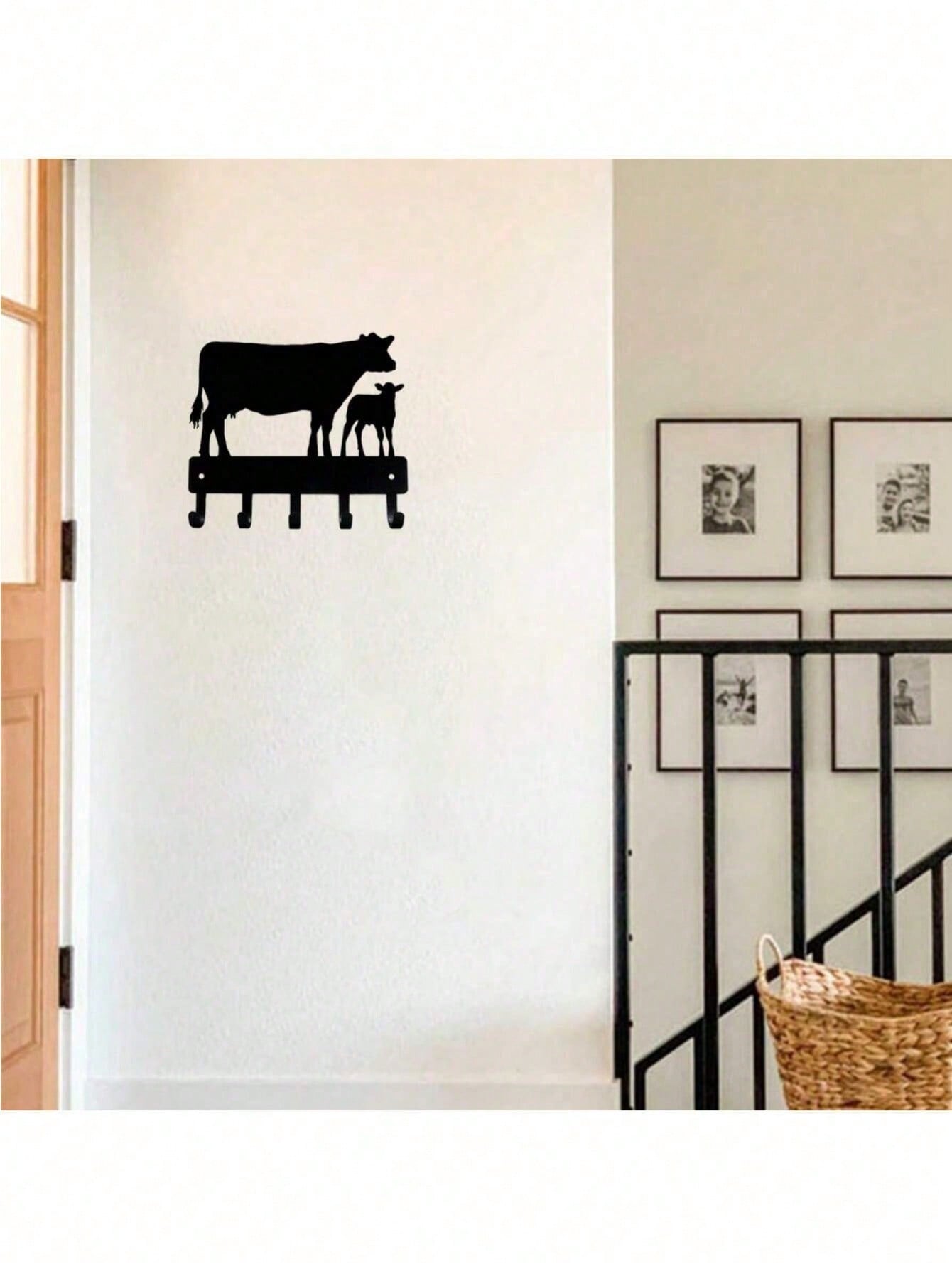 "1pc Cow Shaped Wall Hook - Cute Animal Wall Hooks for Keys, Hats & Decor, Farmhouse Bathroom & Bedroom Organization, SHEIN Home Accessories"