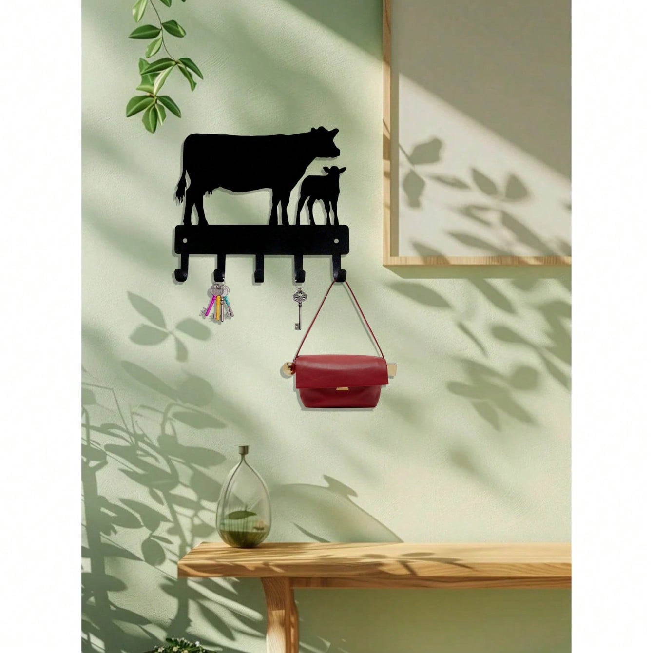 "1pc Cow Shaped Wall Hook - Cute Animal Wall Hooks for Keys, Hats & Decor, Farmhouse Bathroom & Bedroom Organization, SHEIN Home Accessories"