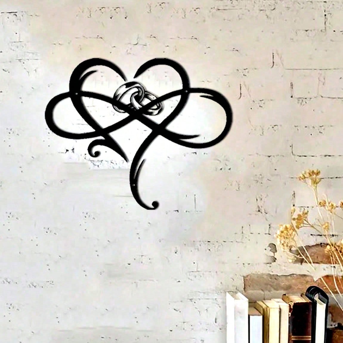 1 Piece Of Heart-Shaped Metal Wall Decoration Art Decoration, Unique Heart-Shaped Logo Metal Wall Decoration, Wall Mounted Geometric Decoration