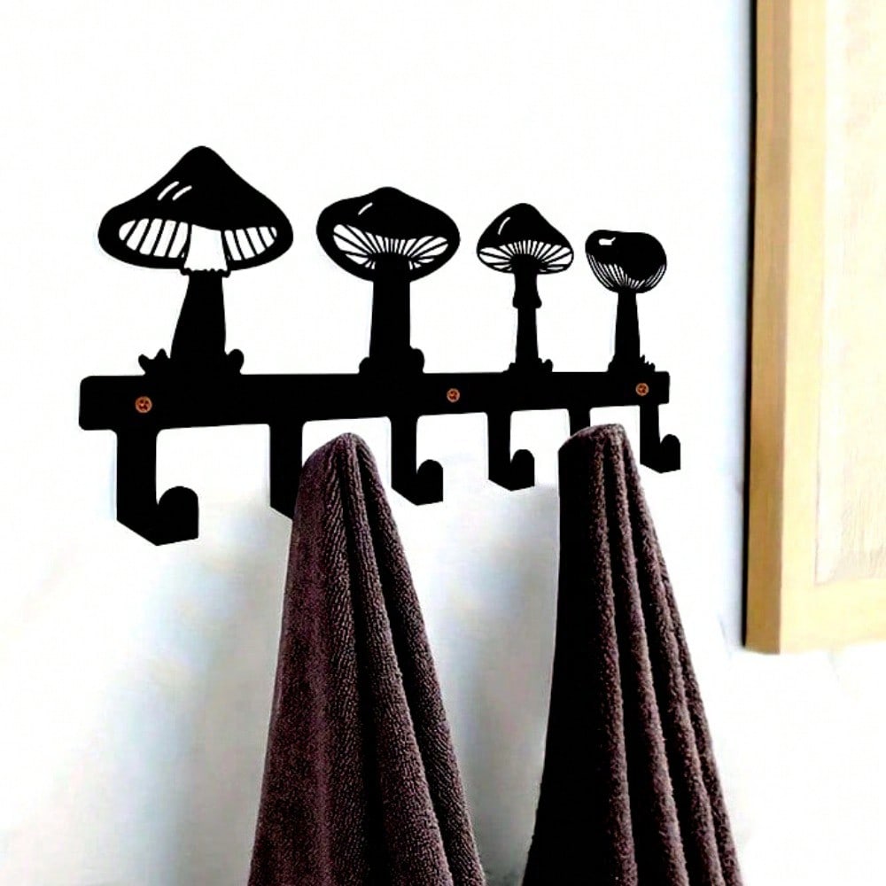 1 Pc Mushroom Wall Hook - Art Style, No Power, Feather-Free - Holds Bags & Keys - Natural Touch For Any Room | Metal | Bag Hanger & Decor, Suitable For Modern Home Decor, Home Decoration, Room Decor, Bedroom Decor, Bathroom Decor Main image