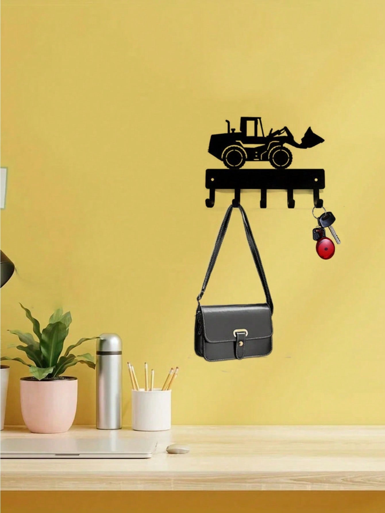 "1PC/2pcs Excavator-Shaped Wall Hook - Fun & Decorative Metal Hooks For Bedroom, Nursery, Entryway - Durable & Easy To Install, Space-Saving Organizer For Coats, Bags, Hats - Cute Construction Theme Decor" Main image