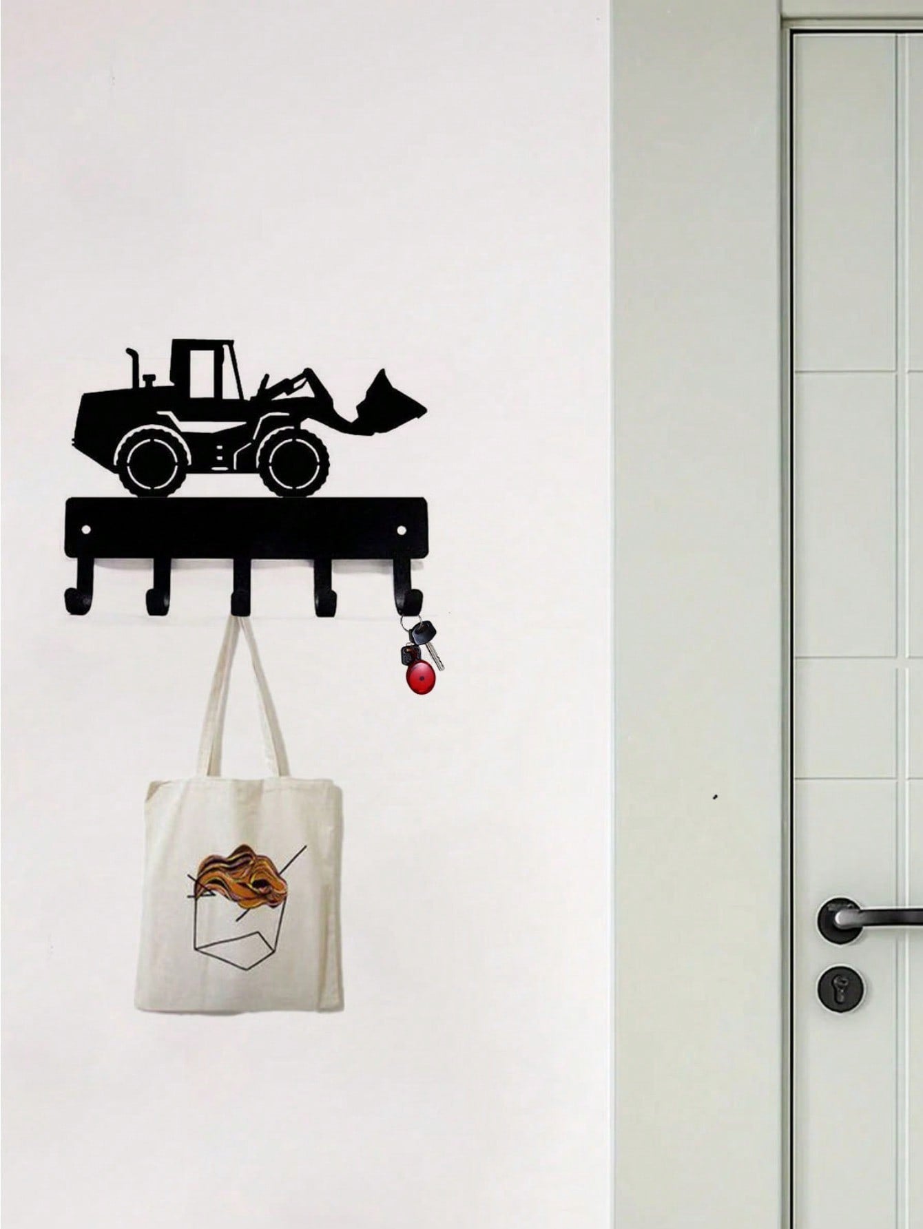 "1PC/2pcs Excavator-Shaped Wall Hook - Fun & Decorative Metal Hooks For Bedroom, Nursery, Entryway - Durable & Easy To Install, Space-Saving Organizer For Coats, Bags, Hats - Cute Construction Theme Decor"