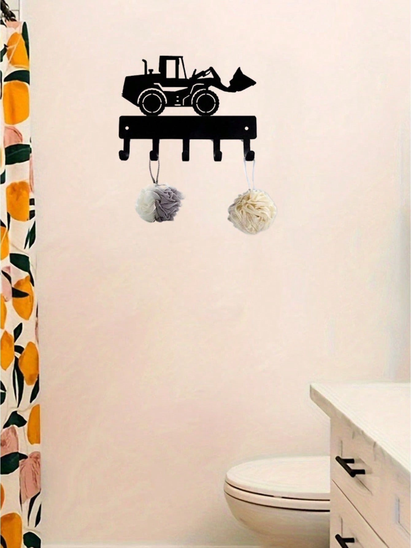 "1PC/2pcs Excavator-Shaped Wall Hook - Fun & Decorative Metal Hooks For Bedroom, Nursery, Entryway - Durable & Easy To Install, Space-Saving Organizer For Coats, Bags, Hats - Cute Construction Theme Decor"