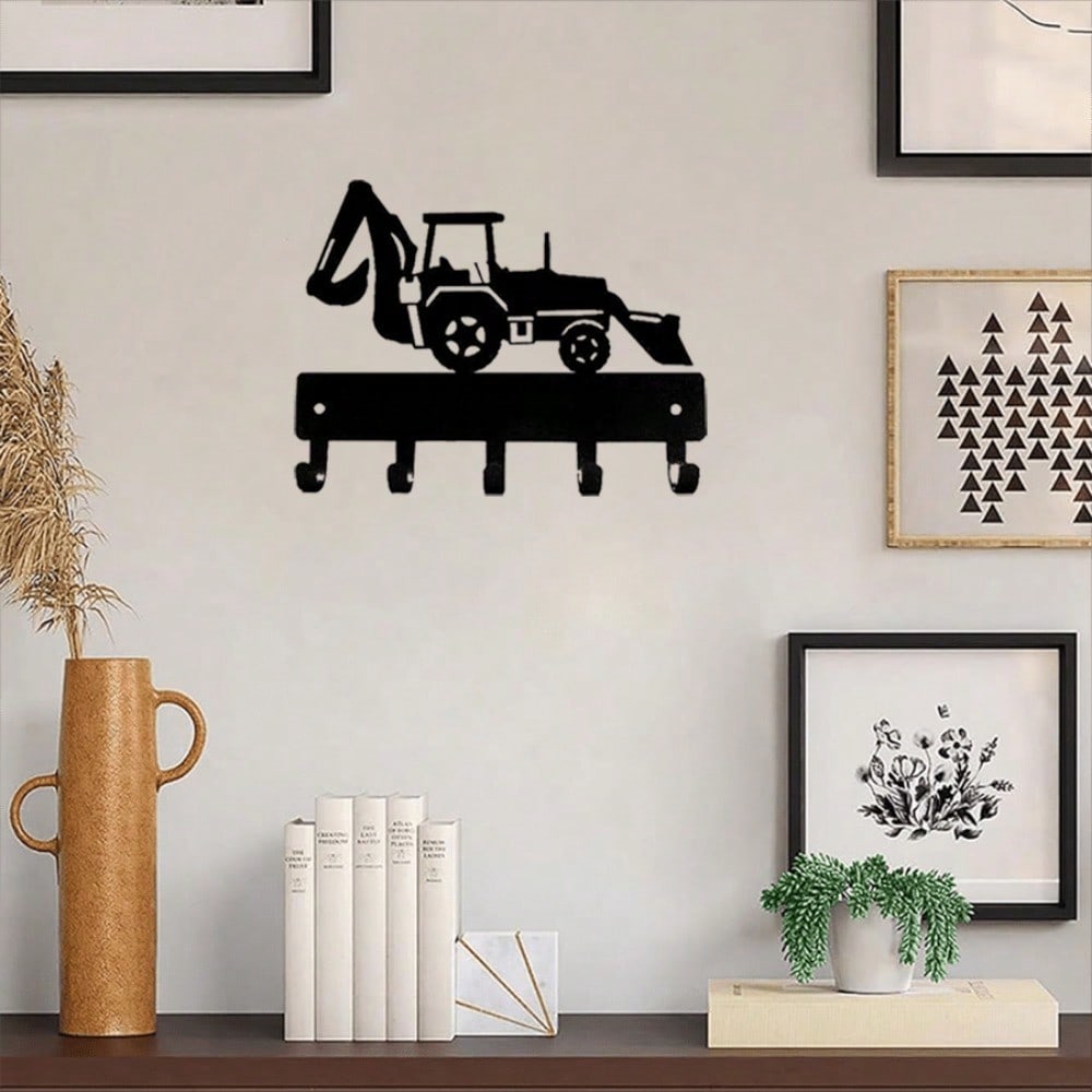 "1PC/2pcs Excavator-Shaped Wall Hook - Fun & Decorative Metal Hooks For Bedroom, Nursery, Entryway - Durable & Easy To Install, Space-Saving Organizer For Coats, Bags, Hats - Cute Construction Theme Decor"