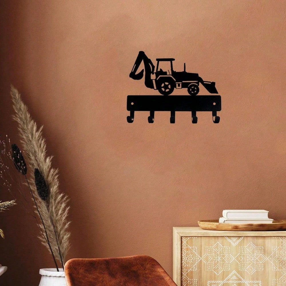 "1PC/2pcs Excavator-Shaped Wall Hook - Fun & Decorative Metal Hooks For Bedroom, Nursery, Entryway - Durable & Easy To Install, Space-Saving Organizer For Coats, Bags, Hats - Cute Construction Theme Decor"