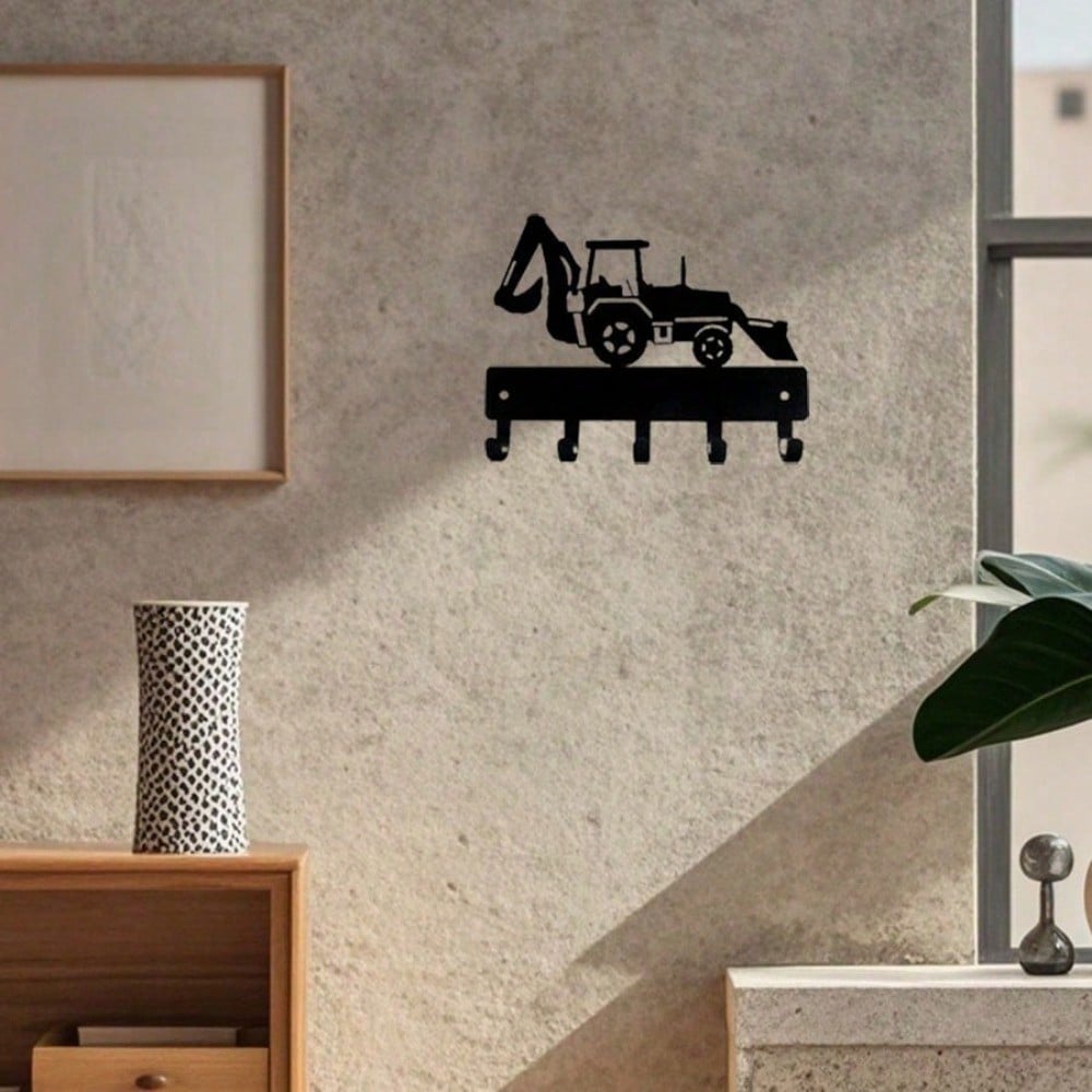 "1PC/2pcs Excavator-Shaped Wall Hook - Fun & Decorative Metal Hooks For Bedroom, Nursery, Entryway - Durable & Easy To Install, Space-Saving Organizer For Coats, Bags, Hats - Cute Construction Theme Decor"