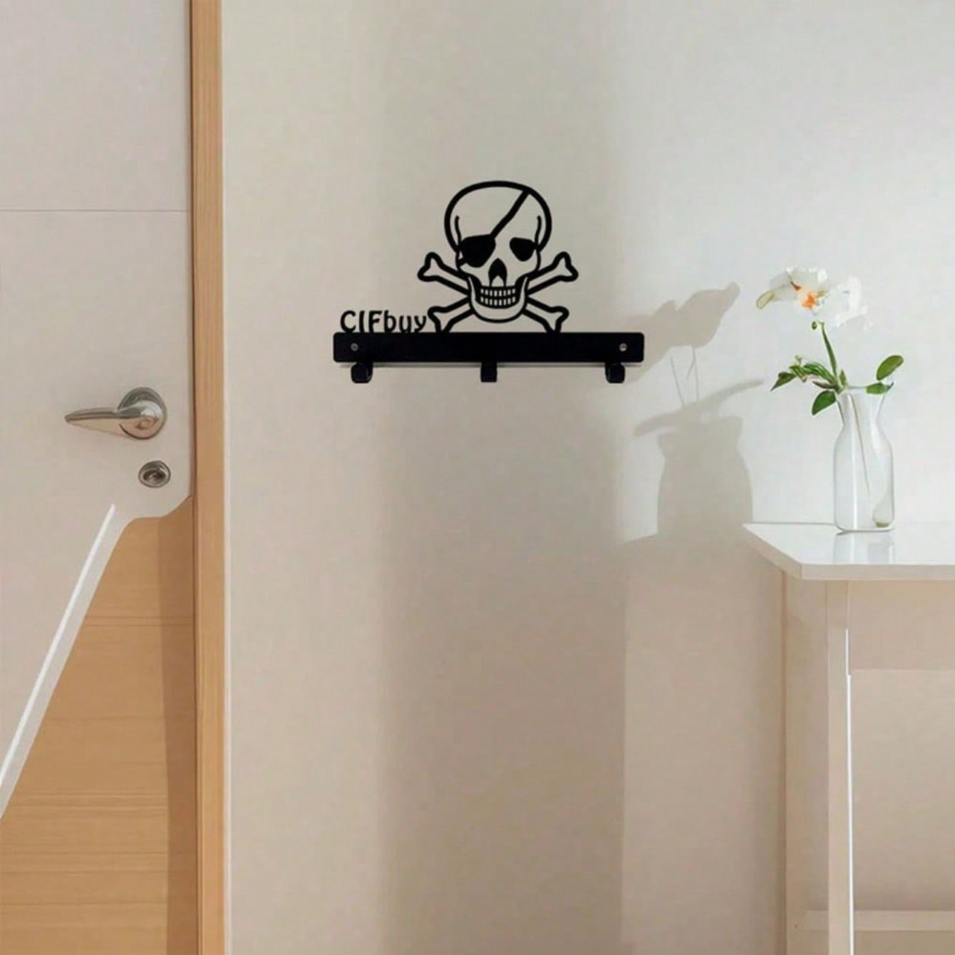"1 Piece Stylish Black Metal Wall Hook Decor - Rust-Resistant Hanging Ornament For Living Room, Bedroom, Festival | Boho Chic Home Decor, Gothic Shelf Hanger, Aesthetic Wall Art"