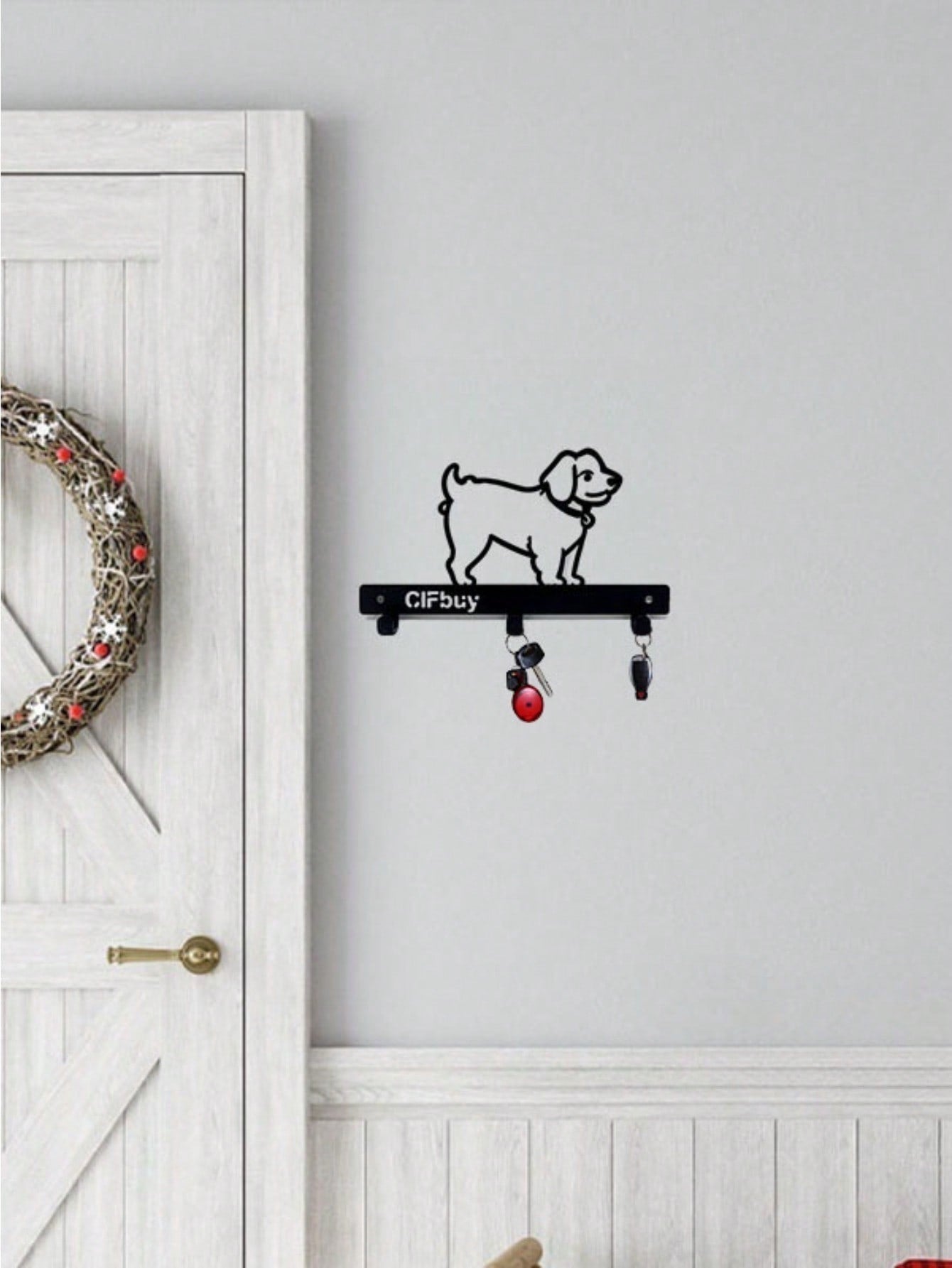 1PC Gothic Black Metal Dog-Shaped Mug Hooks - Cute Animal Coat Hangers, Unique Home Decor, Kitchen & Wall Hooks For Keys, Hats, Mugs - Vintage Style Gift For Pet Lovers, Cozy Housewarming Present Main image