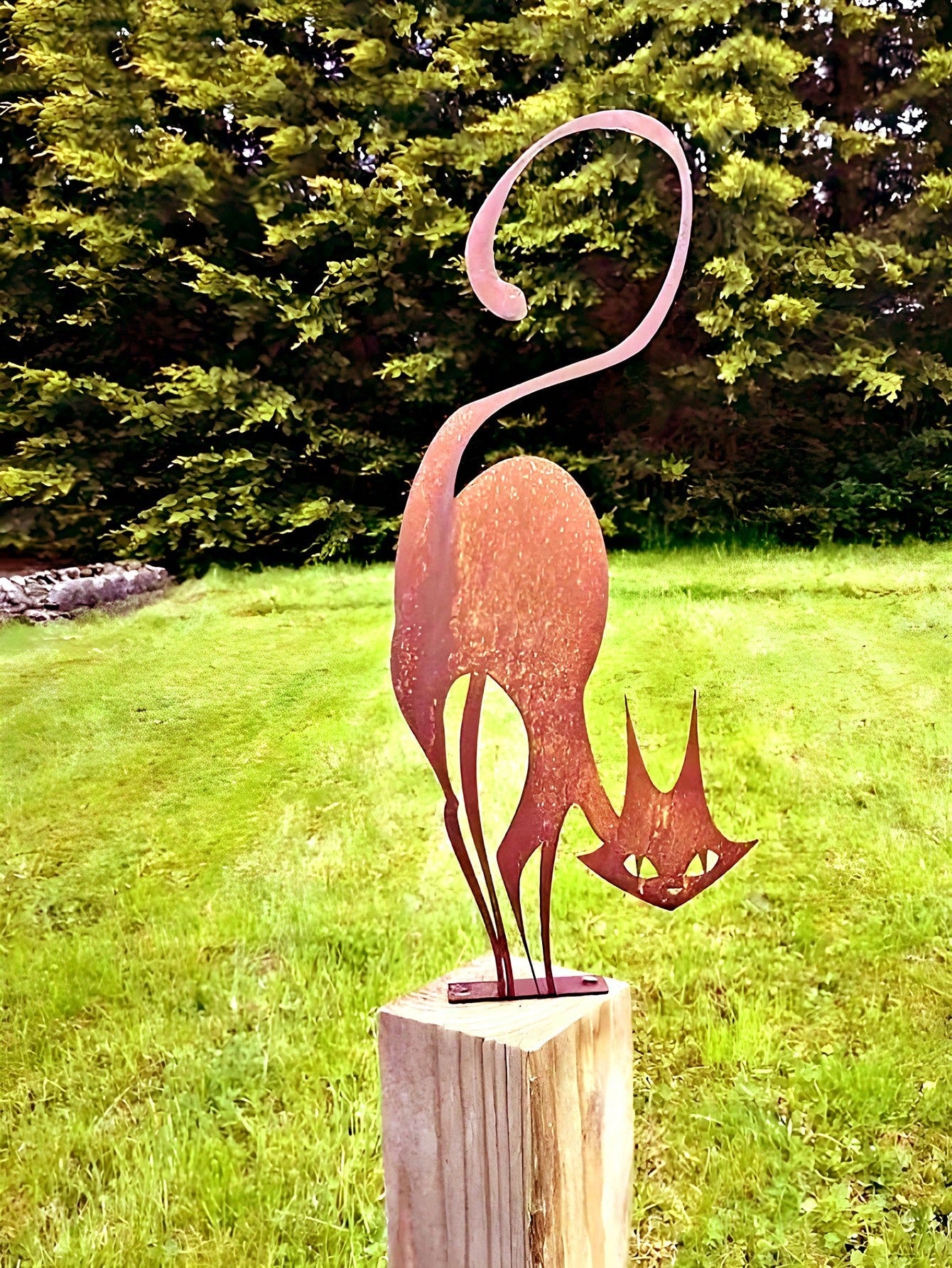 Outdoor Halloween Garden Rust Metal Cat Fence Decorations, Metal Cat Fence Top Hat Decoration Metal Cat Silhouette Metal Fence Art Decoration Cat Garden Statue.The Product Is Specially Made In A Rusty Metal Style!,Suitable For Garden,Garden Decor,Holiday