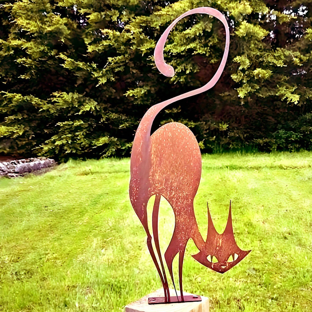 Outdoor Halloween Garden Rust Metal Cat Fence Decorations, Metal Cat Fence Top Hat Decoration Metal Cat Silhouette Metal Fence Art Decoration Cat Garden Statue.The Product Is Specially Made In A Rusty Metal Style!,Suitable For Garden,Garden Decor,Holiday