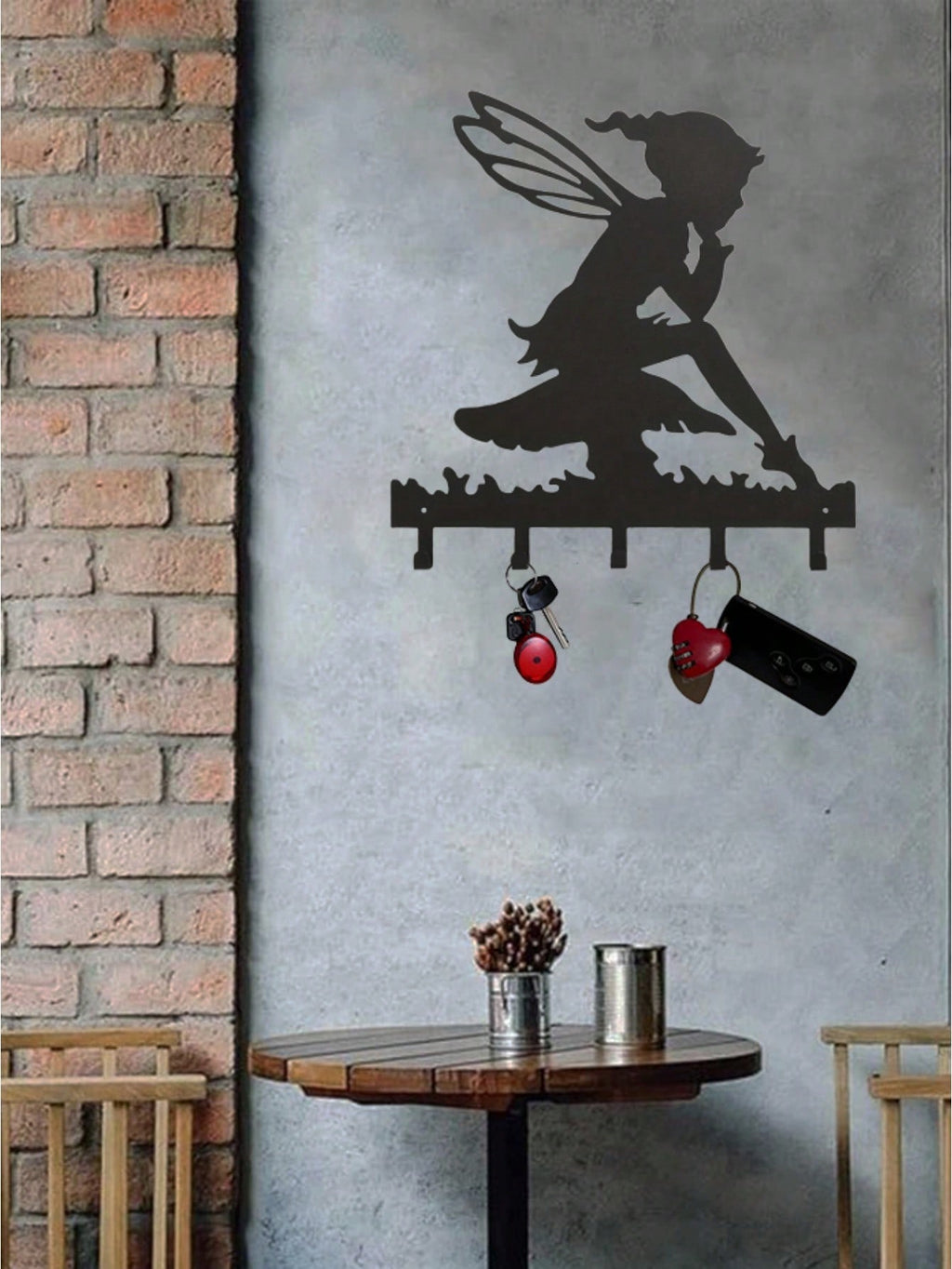 "1PC Garden Fairy Alette Wall Mounted Metal Storage Hook - Stylish Multifunctional Kitchen Storage Rack for Coats, Keys, Towels - Home Entrance and Living Room Decor, Wrought Iron Hook, Space Saving Shelf"
