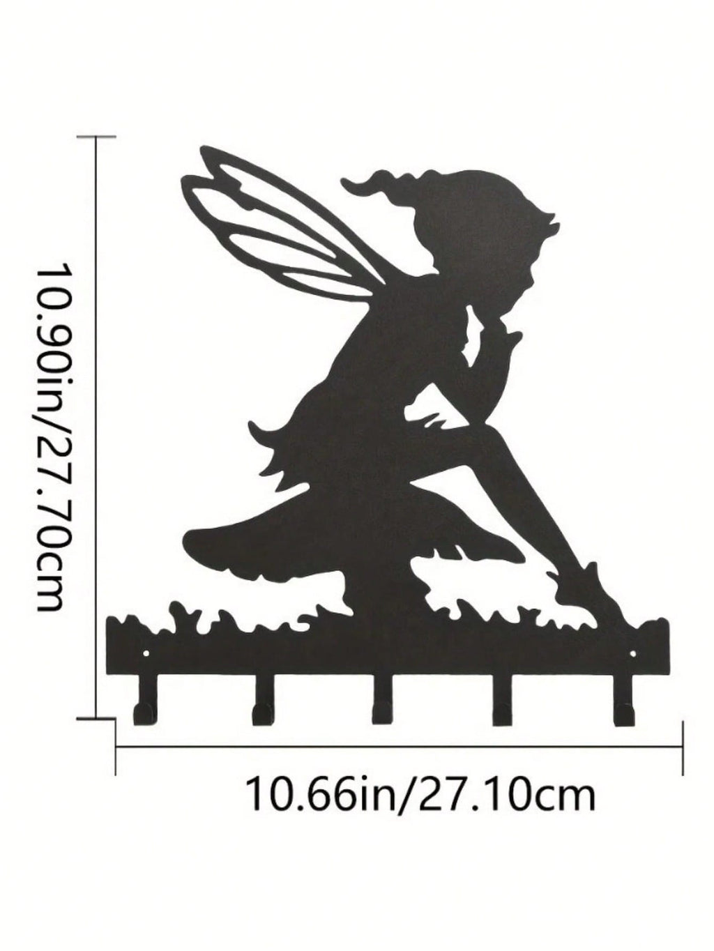 "1PC Garden Fairy Alette Wall Mounted Metal Storage Hook - Stylish Multifunctional Kitchen Storage Rack for Coats, Keys, Towels - Home Entrance and Living Room Decor, Wrought Iron Hook, Space Saving Shelf"