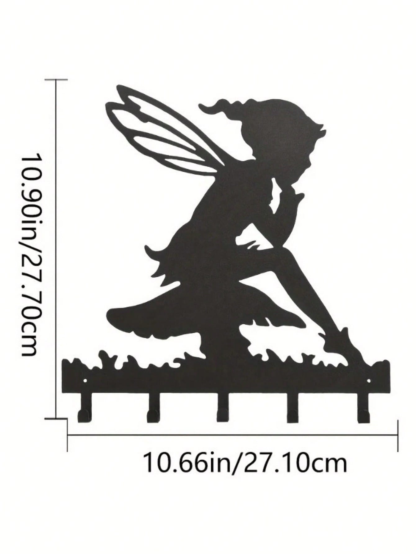 "1PC Garden Fairy Alette Wall Mounted Metal Storage Hook - Stylish Multifunctional Kitchen Storage Rack for Coats, Keys, Towels - Home Entrance and Living Room Decor, Wrought Iron Hook, Space Saving Shelf"