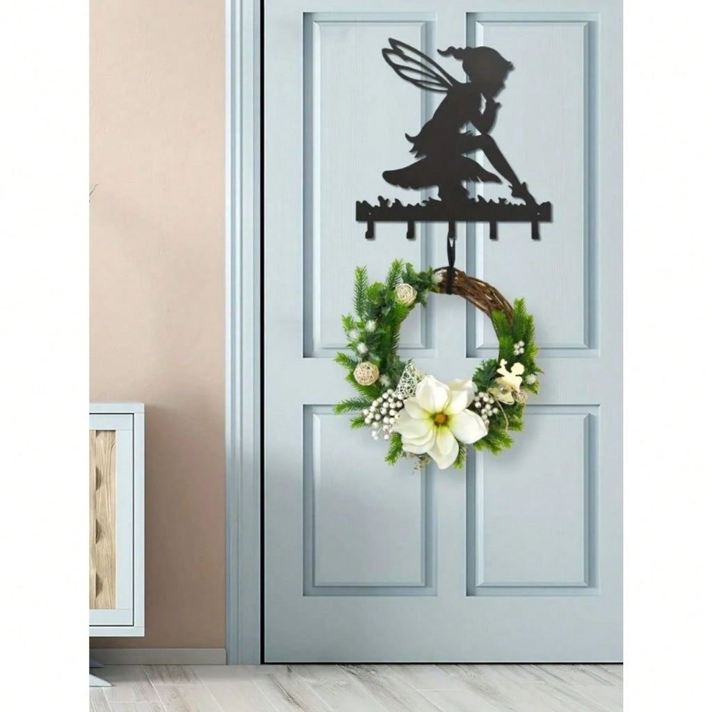 "1PC Garden Fairy Alette Wall Mounted Metal Storage Hook - Stylish Multifunctional Kitchen Storage Rack for Coats, Keys, Towels - Home Entrance and Living Room Decor, Wrought Iron Hook, Space Saving Shelf"