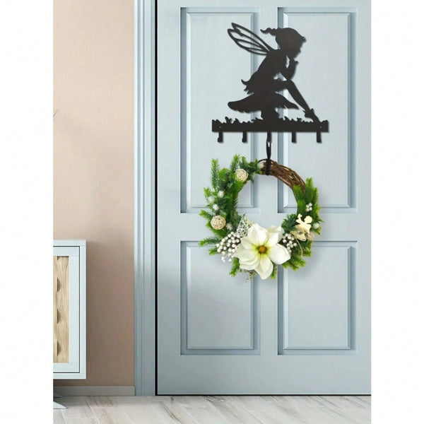 "1PC Garden Fairy Alette Wall Mounted Metal Storage Hook - Stylish Multifunctional Kitchen Storage Rack for Coats, Keys, Towels - Home Entrance and Living Room Decor, Wrought Iron Hook, Space Saving Shelf"