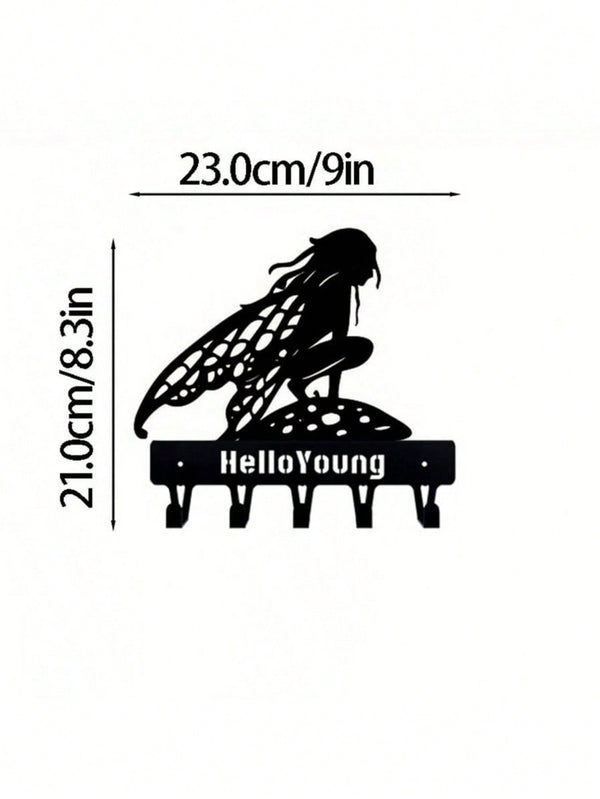 "1PC Garden Fairy Alette Wall Mounted Metal Storage Hook - Stylish Multifunctional Kitchen Storage Rack for Coats, Keys, Towels - Home Entrance and Living Room Decor, Wrought Iron Hook, Space Saving Shelf"