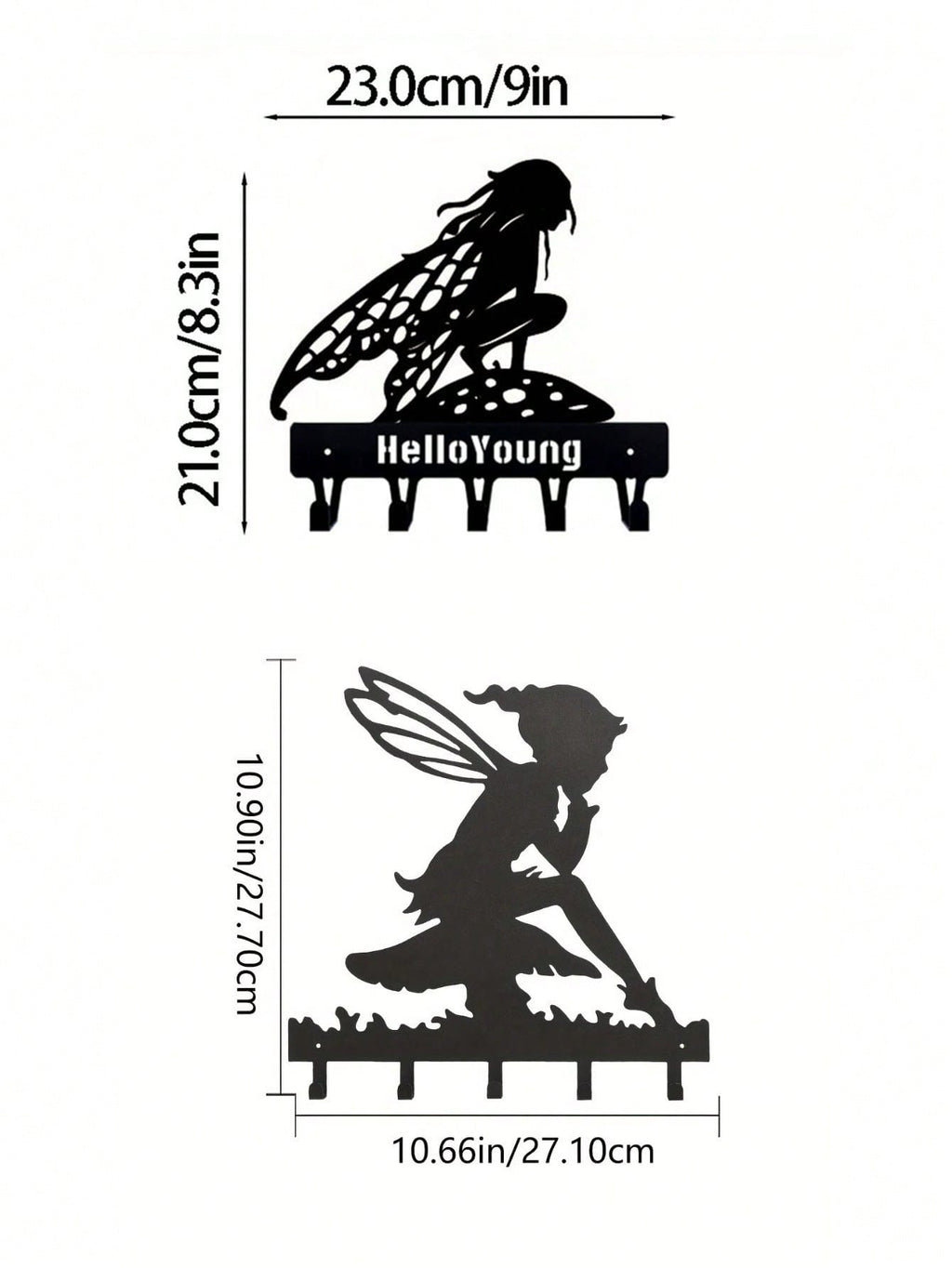 "1PC Garden Fairy Alette Wall Mounted Metal Storage Hook - Stylish Multifunctional Kitchen Storage Rack for Coats, Keys, Towels - Home Entrance and Living Room Decor, Wrought Iron Hook, Space Saving Shelf"