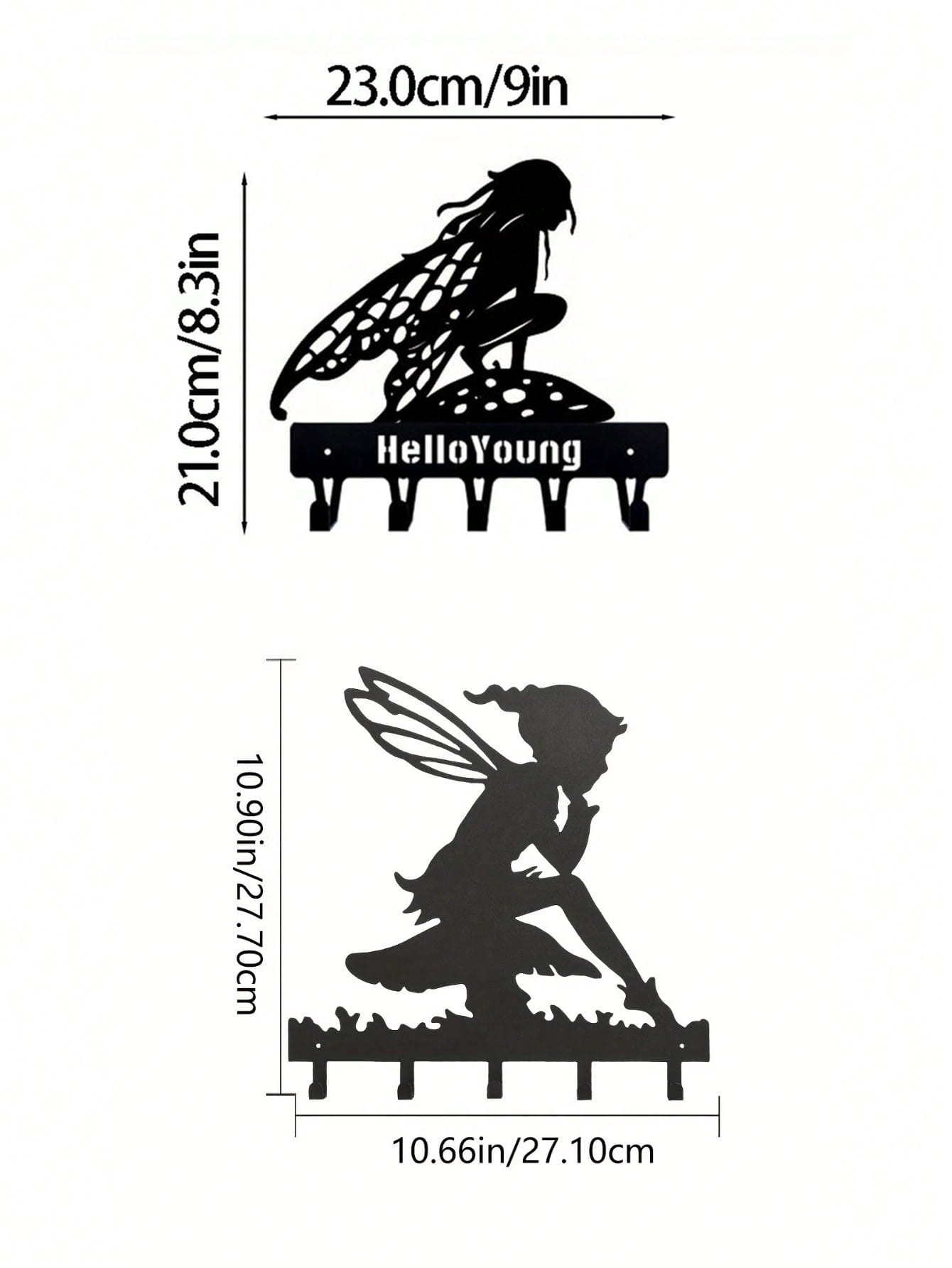 "1PC Garden Fairy Alette Wall Mounted Metal Storage Hook - Stylish Multifunctional Kitchen Storage Rack for Coats, Keys, Towels - Home Entrance and Living Room Decor, Wrought Iron Hook, Space Saving Shelf"