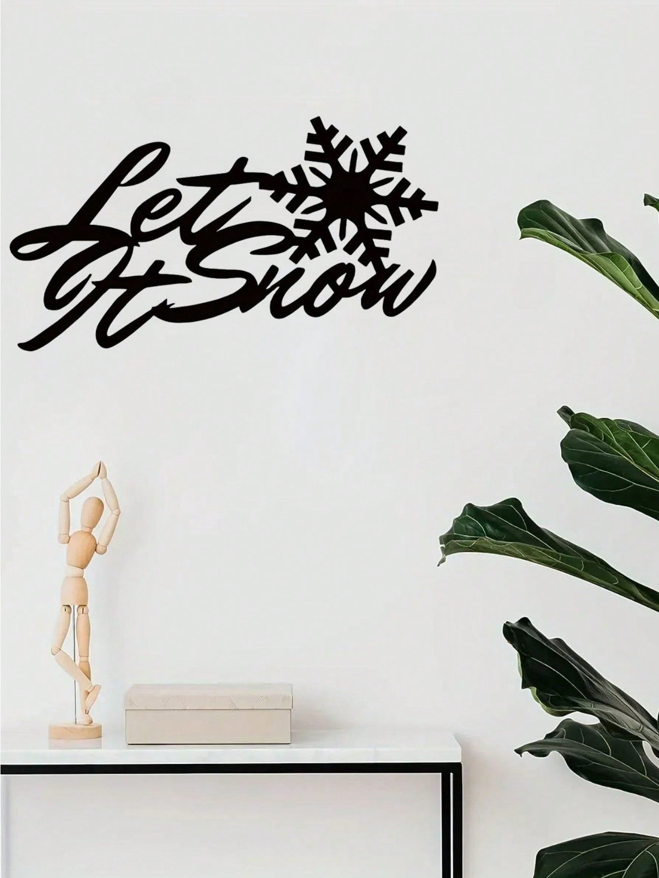 1 PC Home Decor Iron Black Metal “let it snow” Wall Decor Wall Sticker, Indoor/Outdoor Personalized Gift Holiday Gift for Snow Loving Friends
