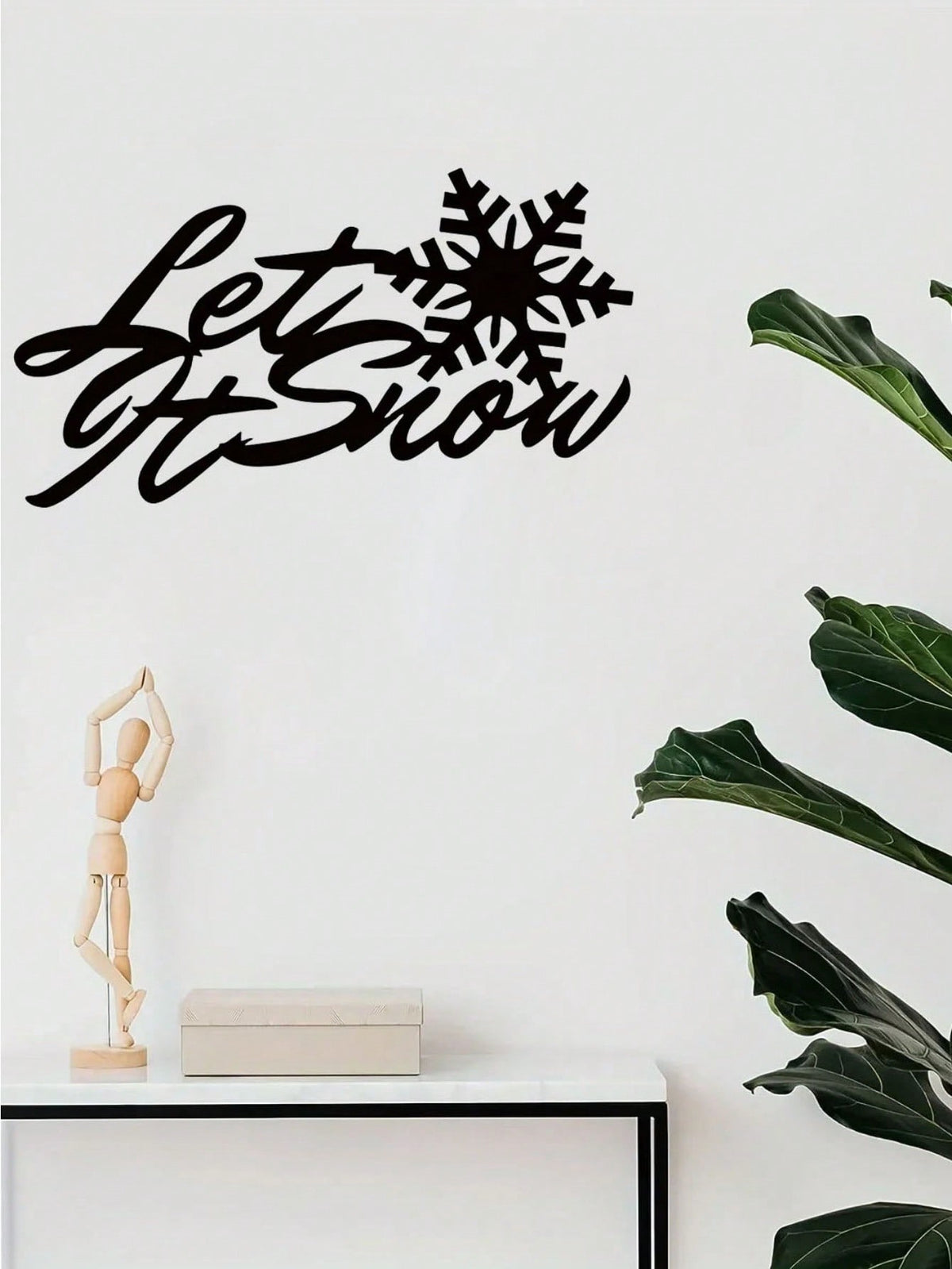 1 PC Home Decor Iron Black Metal “let it snow” Wall Decor Wall Sticker, Indoor/Outdoor Personalized Gift Holiday Gift for Snow Loving Friends