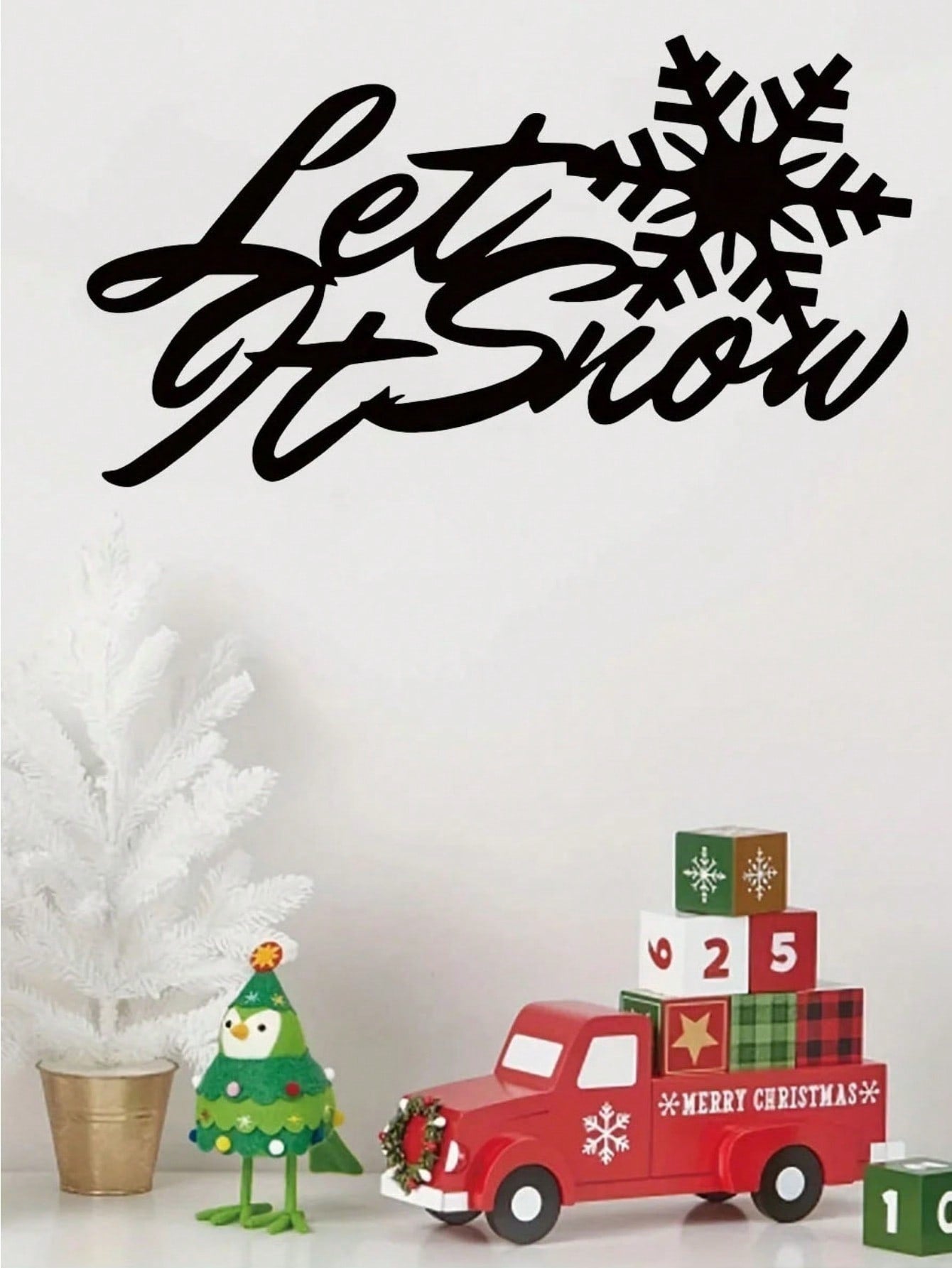 1 PC Home Decor Iron Black Metal “let it snow” Wall Decor Wall Sticker, Indoor/Outdoor Personalized Gift Holiday Gift for Snow Loving Friends