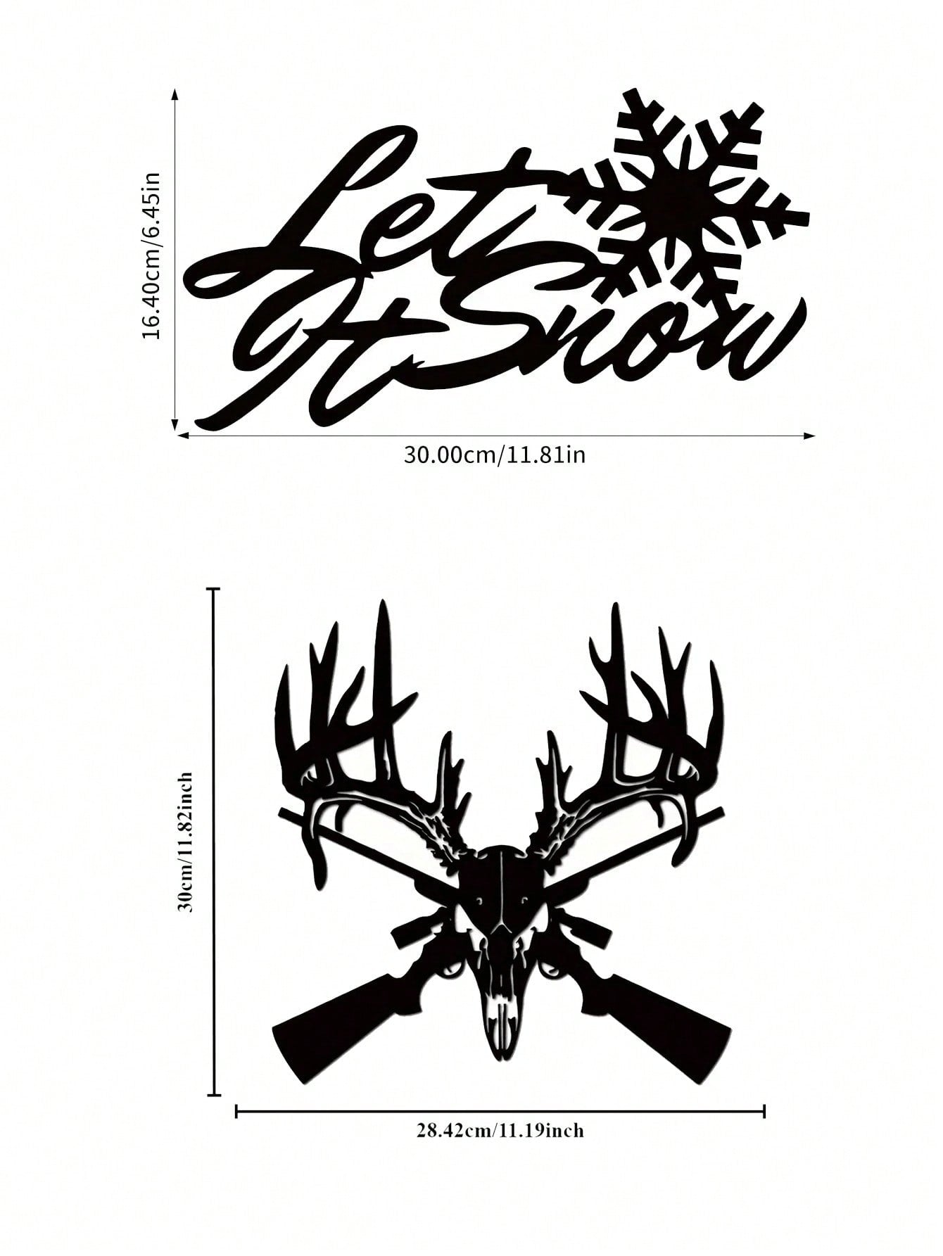 1 PC Home Decor Iron Black Metal “let it snow” Wall Decor Wall Sticker, Indoor/Outdoor Personalized Gift Holiday Gift for Snow Loving Friends