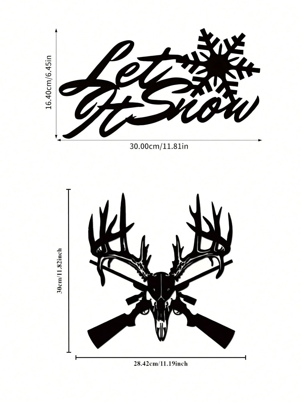 1 PC Home Decor Iron Black Metal “let it snow” Wall Decor Wall Sticker, Indoor/Outdoor Personalized Gift Holiday Gift for Snow Loving Friends