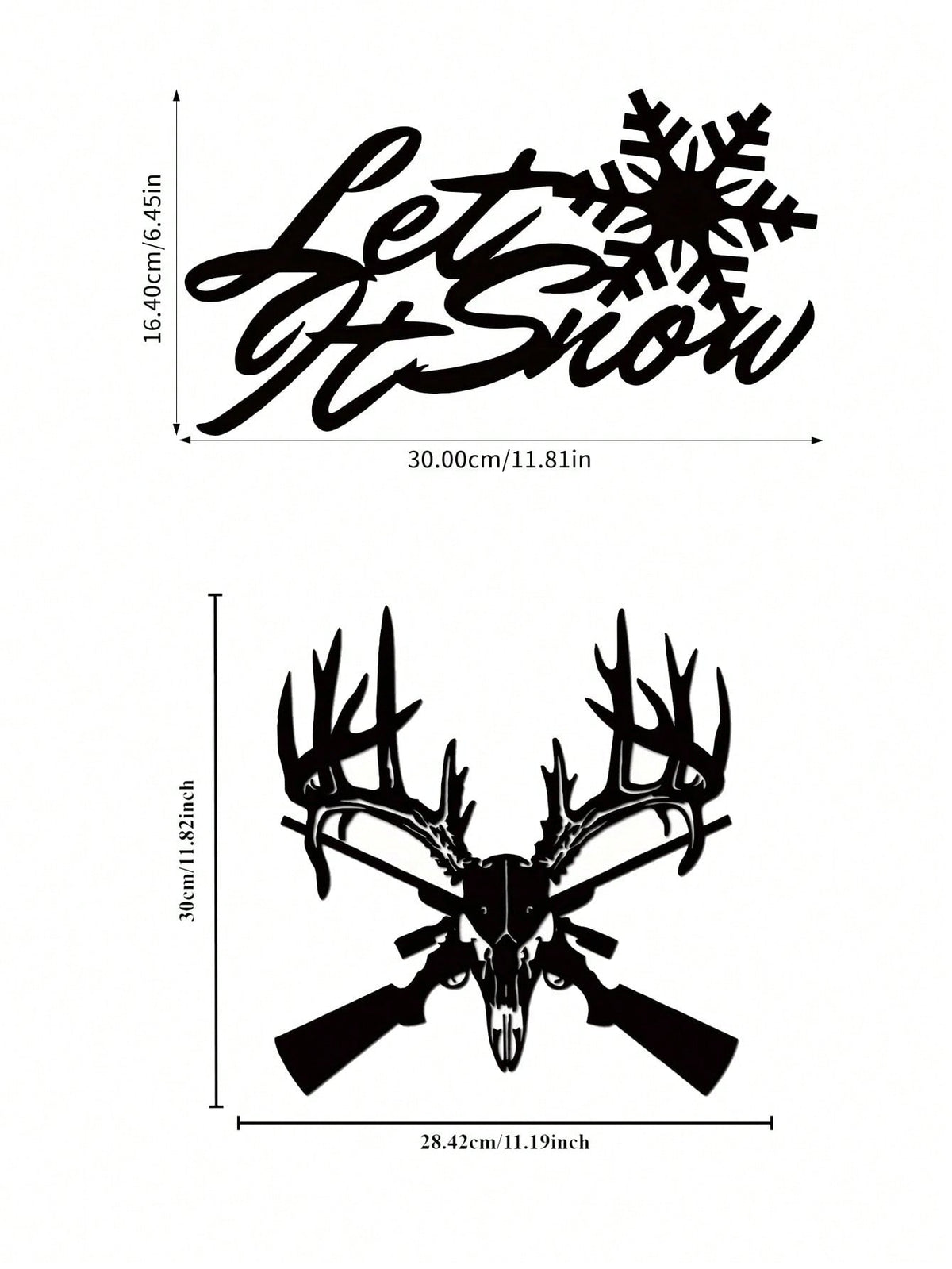 1 PC Home Decor Iron Black Metal “let it snow” Wall Decor Wall Sticker, Indoor/Outdoor Personalized Gift Holiday Gift for Snow Loving Friends
