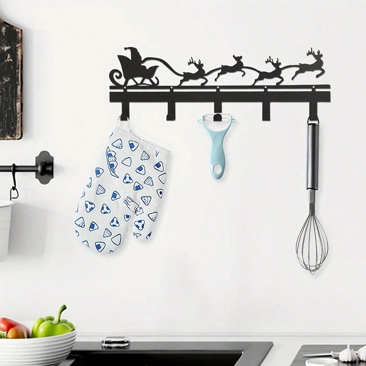 1PC Christmas Metal Creative Christmas Silhouette Key Holder - Household Multi-Purpose Clothes Bag Key Hooks - Gorgeous Christmas Decorative Hooks